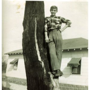 my uncle, Meredith 'Jr' in a tree